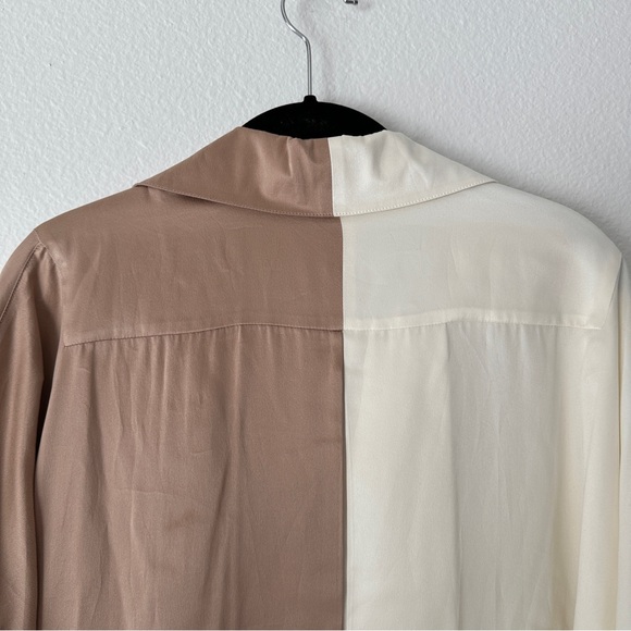 Lunya Silk-Blend Two-Tone Button-Up Shirt - Colorblock, Relaxed Fit, Medium - Picture 5 of 6